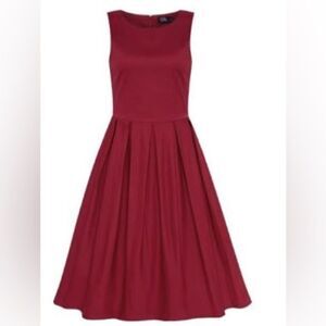 Style Retro Lindy Bop Red Burgundy Women Dress Size UK 12   M US